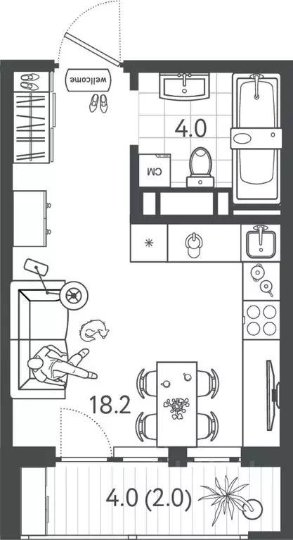 Студия Краснодарский край, Краснодар Колхозная ул., 5/2к1 (23.55 м) - Фото 0