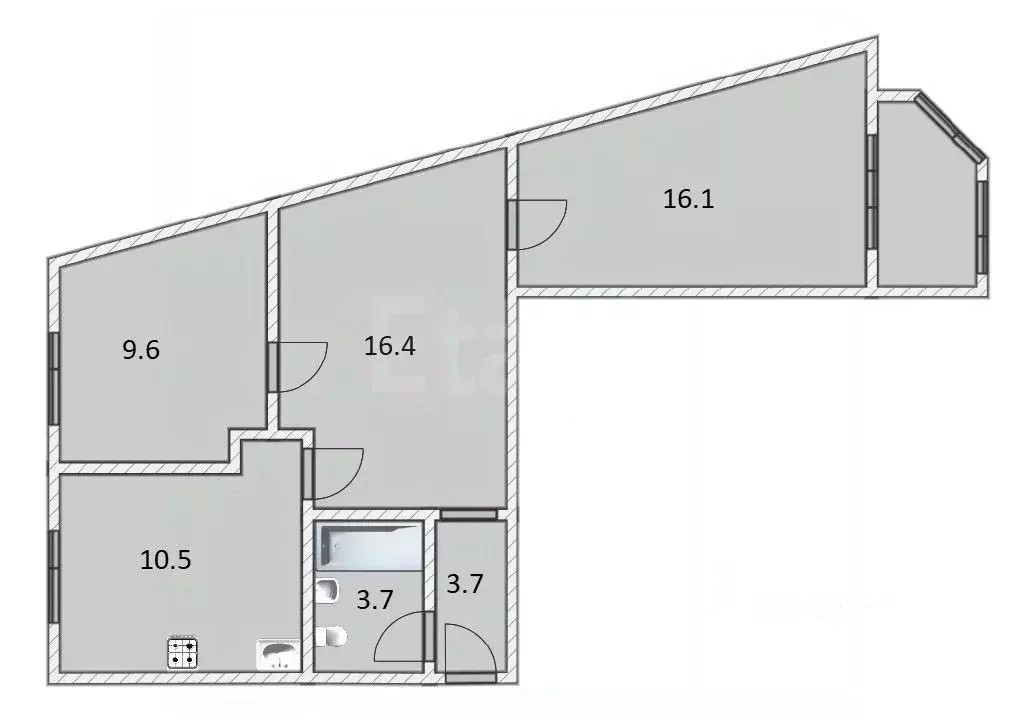 3-к кв. Калужская область, Калуга Турынино мкр, пер. Советский, 4 ... - Фото 2