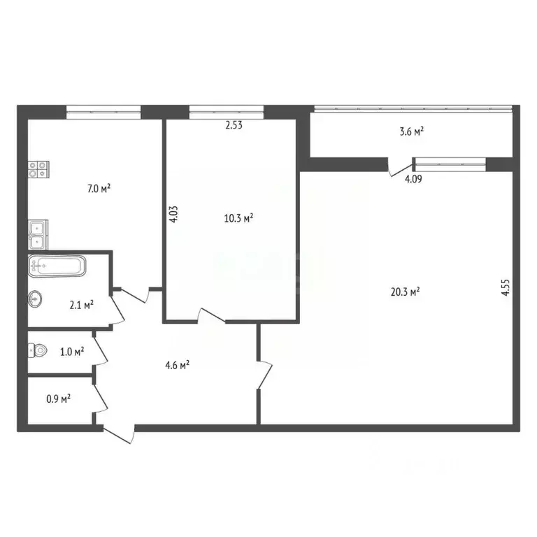 2-к кв. Санкт-Петербург просп. Энтузиастов, 18К1 (45.7 м) - Фото 1