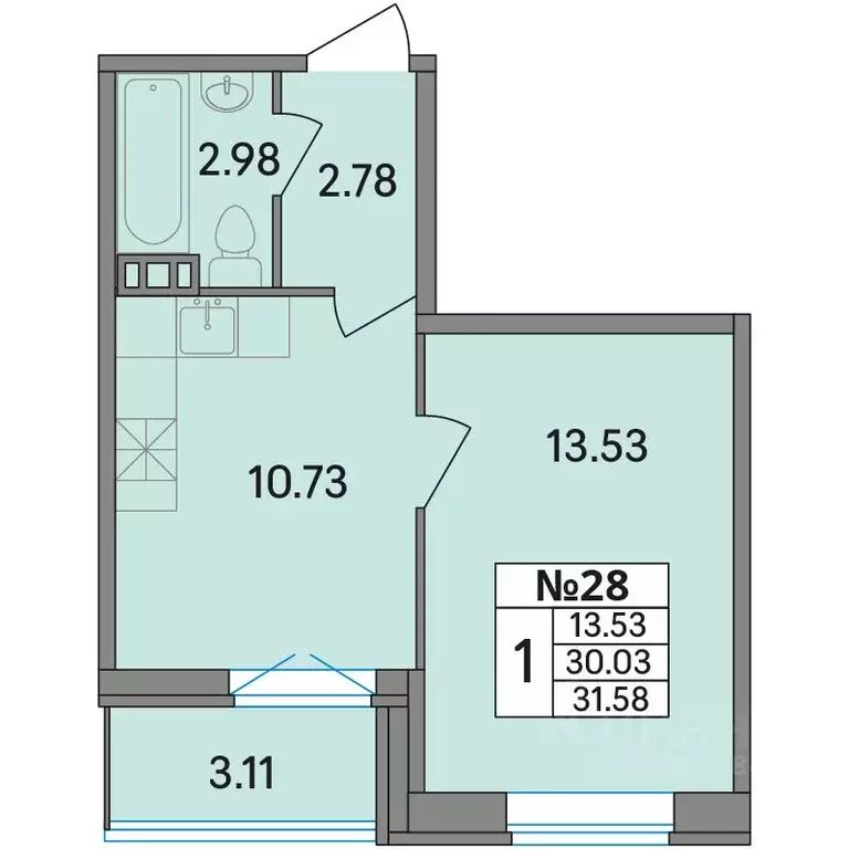 1-к кв. Ленинградская область, Всеволожский район, Агалатовское с/пос, ... - Фото 1