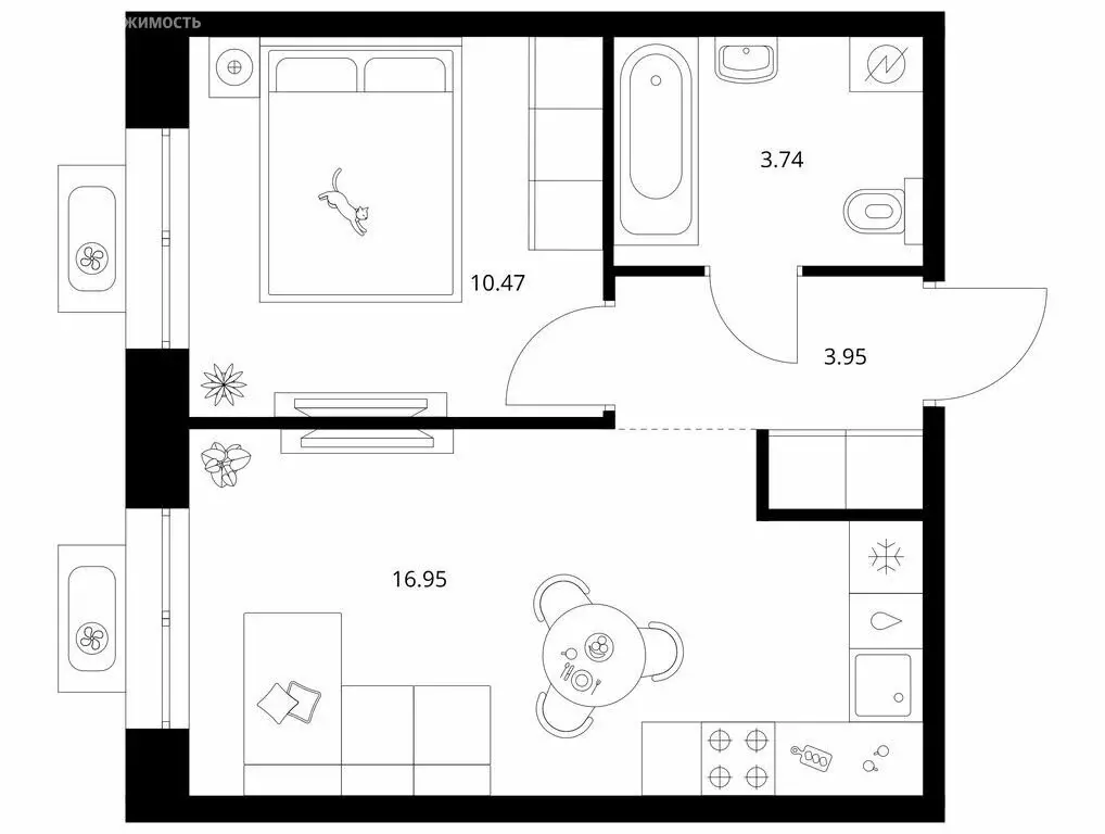 1-комнатная квартира: Улан-Удэ, Советская улица, 9 (35.11 м) - Фото 1