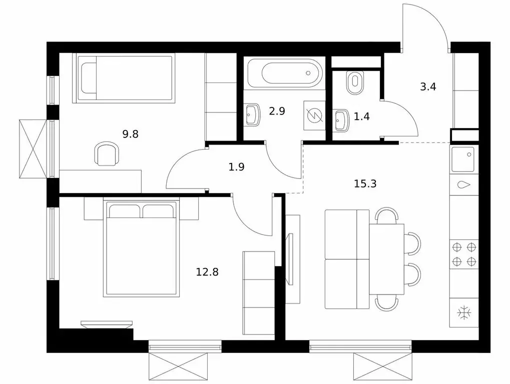2-комнатная квартира: Мытищи, жилой комплекс Яуза Парк, к11 (47.5 м) - Фото 1