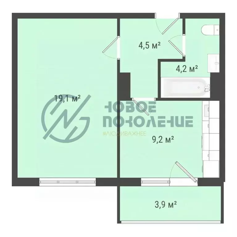 1-к кв. Омская область, Омск пос. Биофабрика, 18к1 (37.1 м) - Фото 0