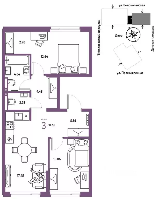 3-к кв. Тюменская область, Тюмень ул. Мельникайте, 42к1 (60.61 м) - Фото 0