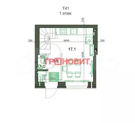 2-к. квартира, 41 м, 2/2 эт. - Фото 0