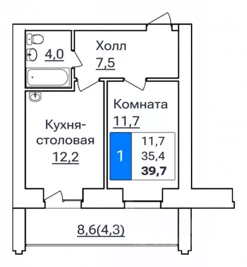 1-к кв. Амурская область, Благовещенск ул. Горького, 205 (39.7 м) - Фото 0