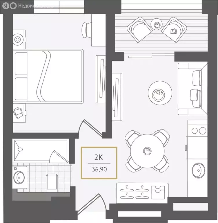 2-комнатная квартира: Сочи, улица Ленина, 280А (36.7 м) - Фото 1