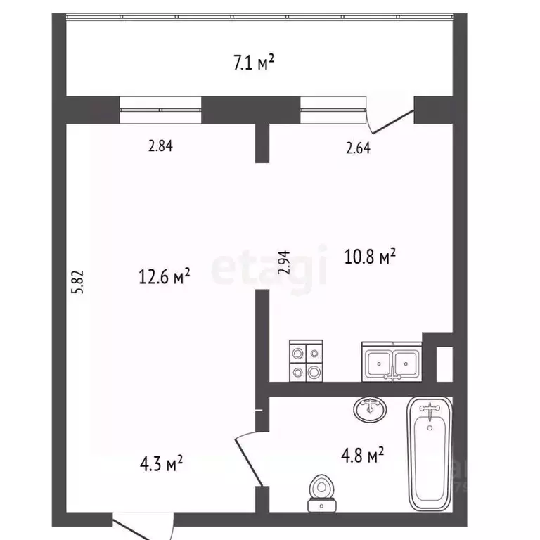 1-к кв. Челябинская область, Челябинский городской округ, пос. ... - Фото 2