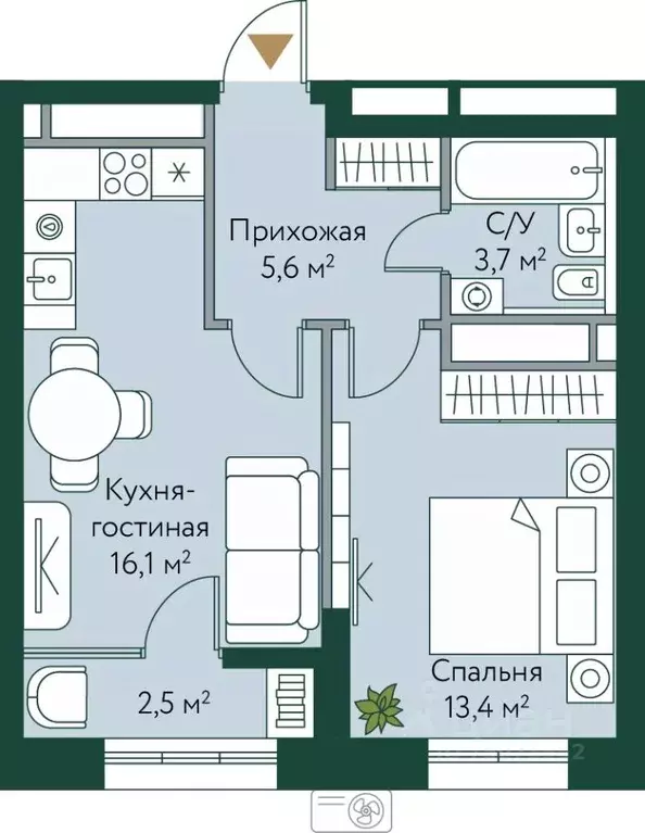 1-к кв. Волгоградская область, Волгоград Новосибирская ул., 74 (41.3 ... - Фото 0