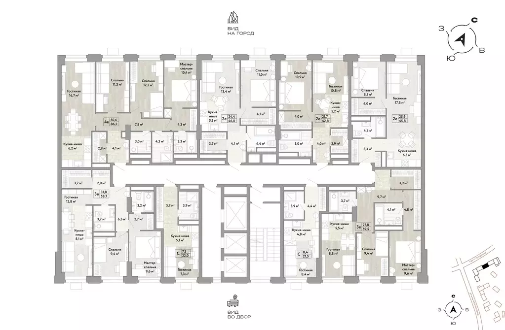3-к квартира, 86.2 м - Фото 1