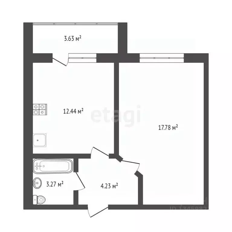 1-к кв. Марий Эл, Медведево городское поселение, Медведево пгт ул. ... - Фото 2