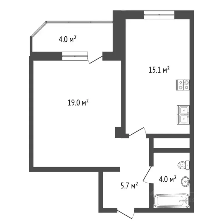 1-к кв. Тюменская область, Тюмень Солнечный проезд, 25 (44.5 м) - Фото 2