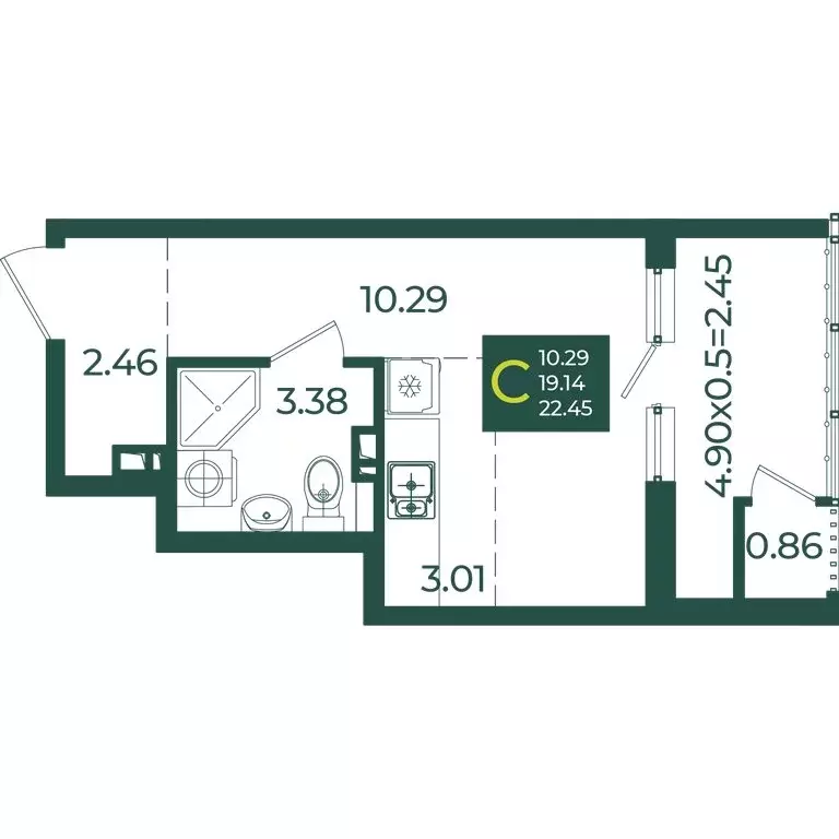 Квартира-студия: Краснодар, микрорайон Образцово (22.45 м) - Фото 1