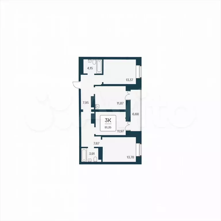 3-к. квартира, 81,4 м, 18/25 эт. - Фото 0