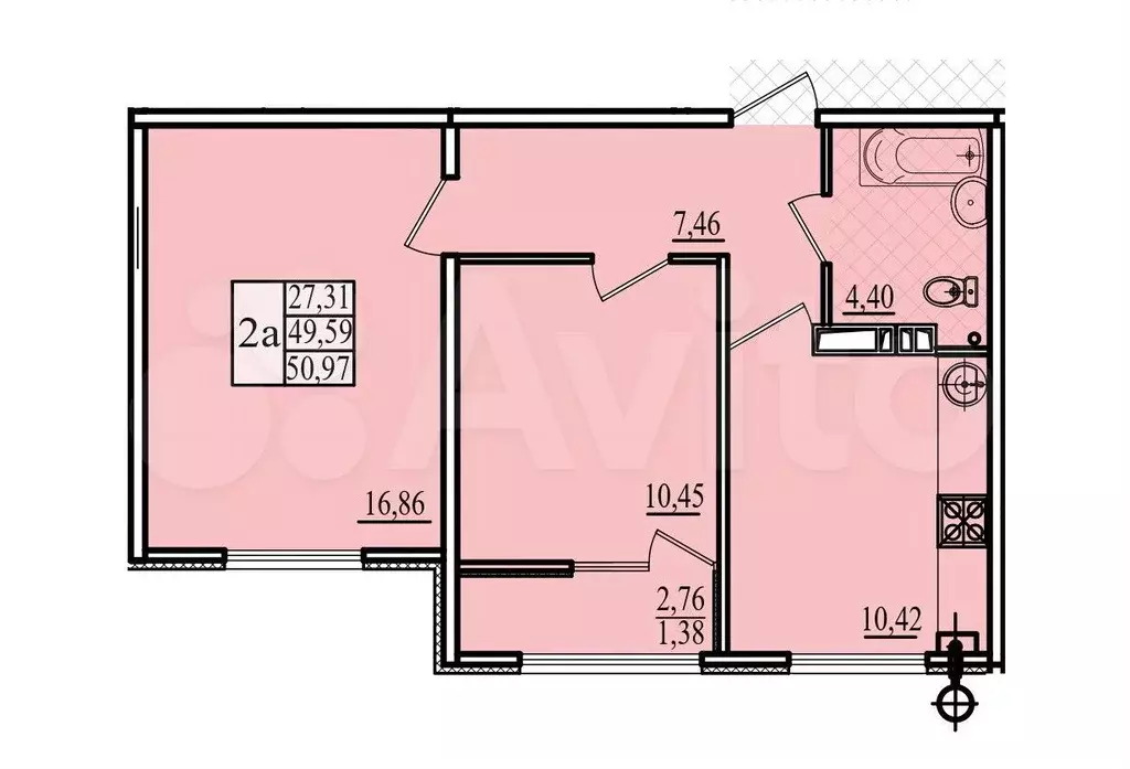 2-к. квартира, 51 м, 8/12 эт. - Фото 0