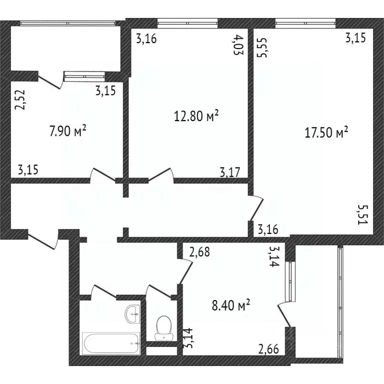 3-к кв. Белгородская область, Белгород ул. Есенина, 52 (72.0 м) - Фото 1