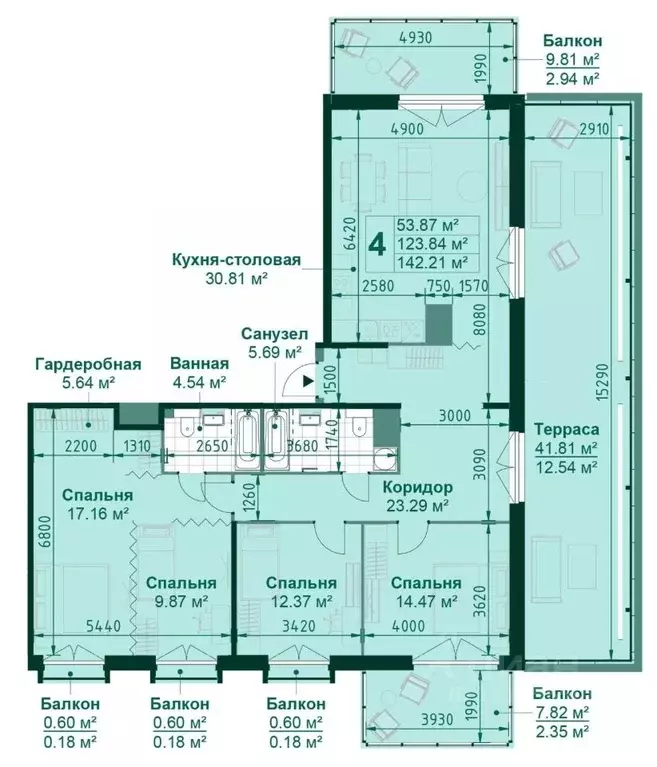4-к кв. Санкт-Петербург Магнитогорская ул., 3к2 (124.3 м) - Фото 1