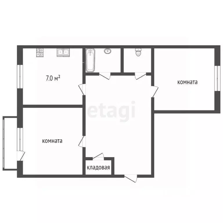 2-к кв. Московская область, Клин Клин-5 городок, ул. Центральная, 57 ... - Фото 1