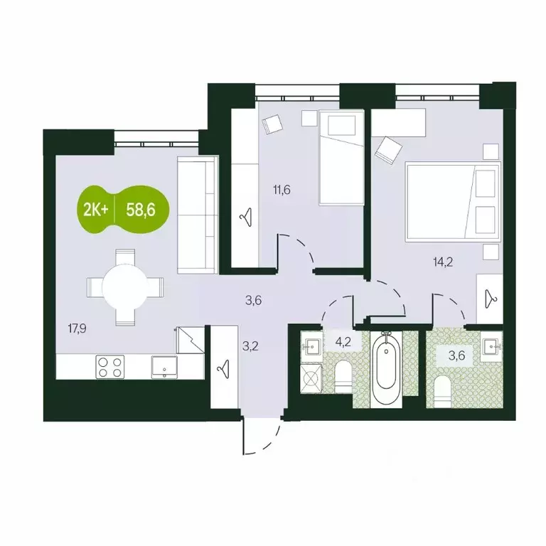 3-к кв. Забайкальский край, Чита Каштакский мкр,  (58.6 м) - Фото 1