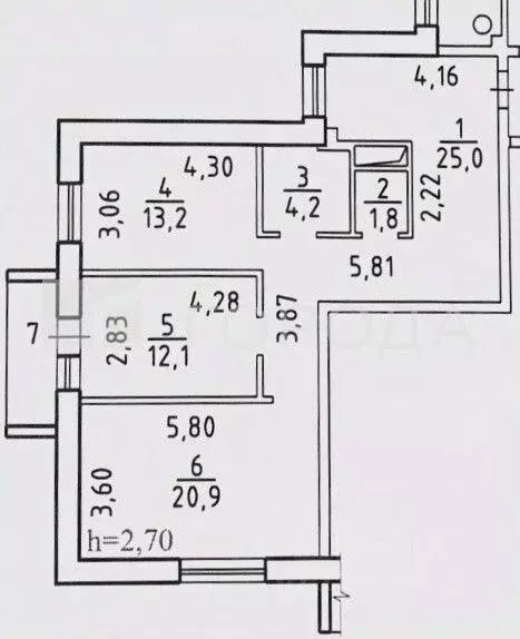 2-к кв. Новосибирская область, Новосибирск ул. Семьи Шамшиных, 32 ... - Фото 2