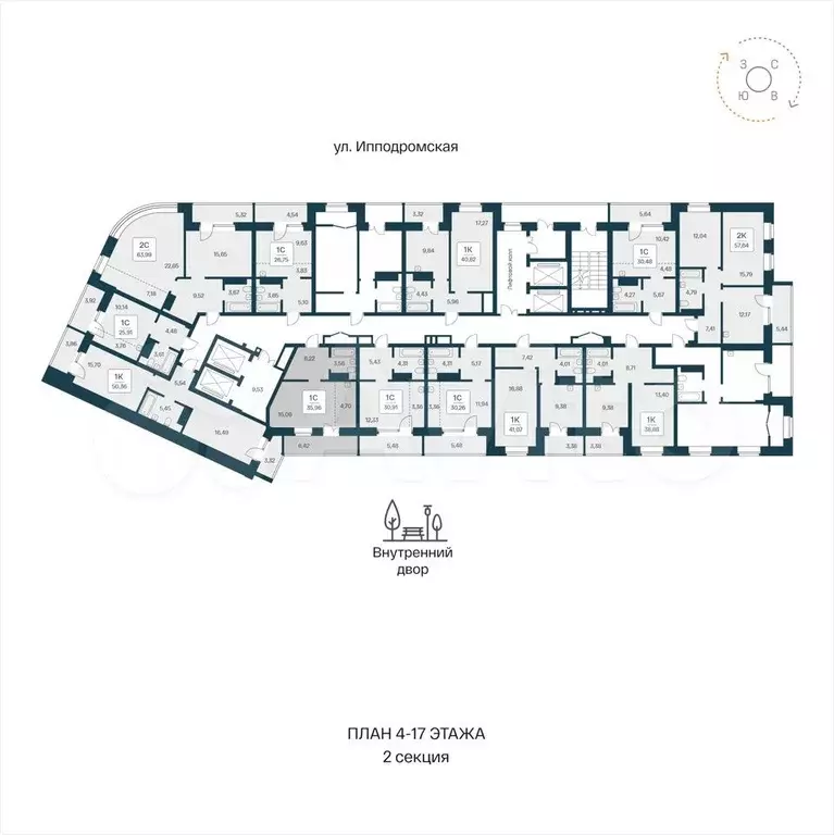 Квартира-студия, 36 м, 6/25 эт. - Фото 1