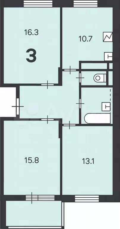 Аукцион: 3-к. квартира, 69,3 м, 5/19 эт. - Фото 1