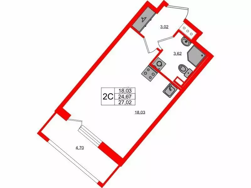 Квартира-студия: Санкт-Петербург, Октябрьская набережная (24.67 м) - Фото 0