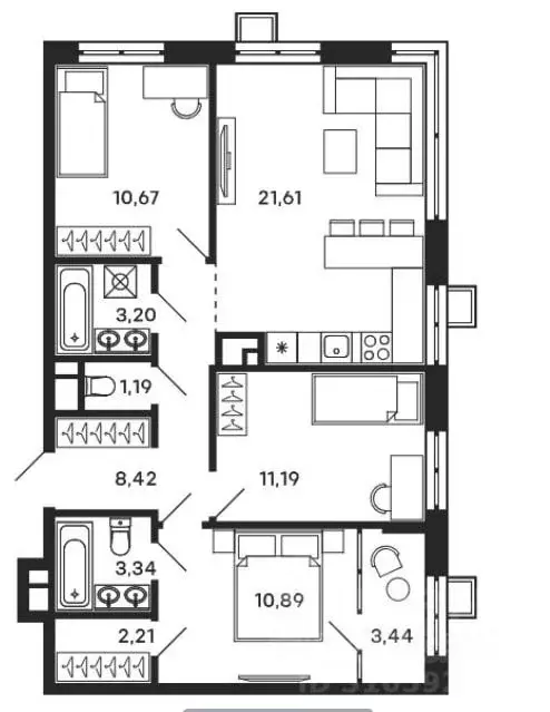 3-к кв. Московская область, Красногорск ул. Большая Воскресенская, 5 ... - Фото 2