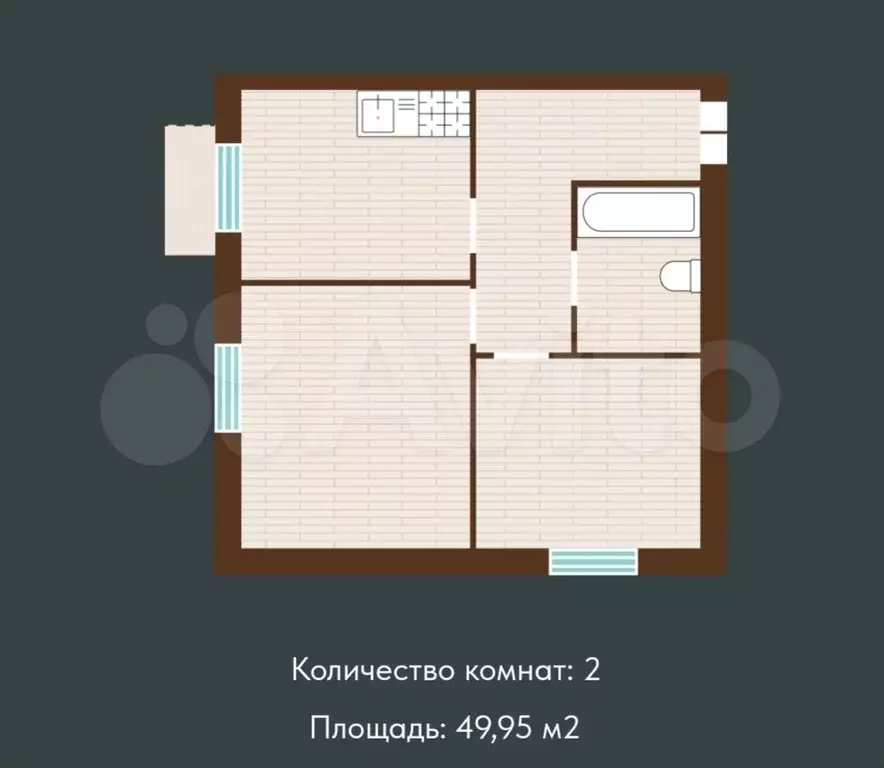 2-к. квартира, 50 м, 1/7 эт. - Фото 0