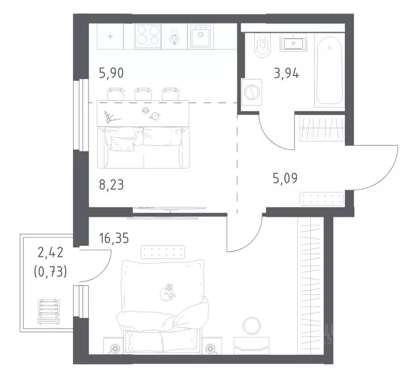 1-к кв. Башкортостан, Уфа ул. Минигали Губайдуллина, 8к9 (40.24 м) - Фото 1
