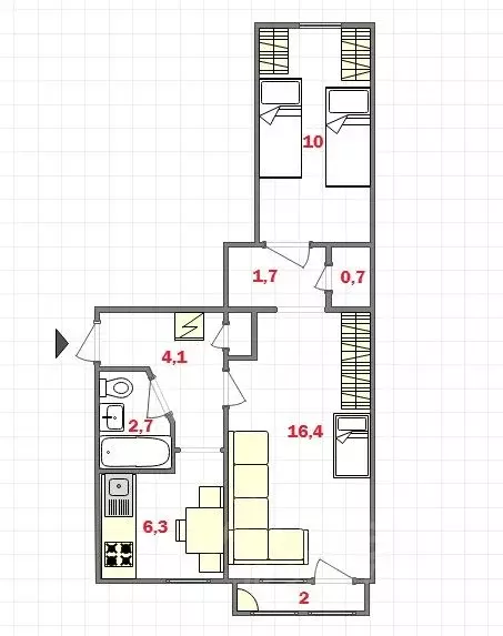 2-к кв. Севастополь ул. Маршала Блюхера, 14 (42.3 м) - Фото 2