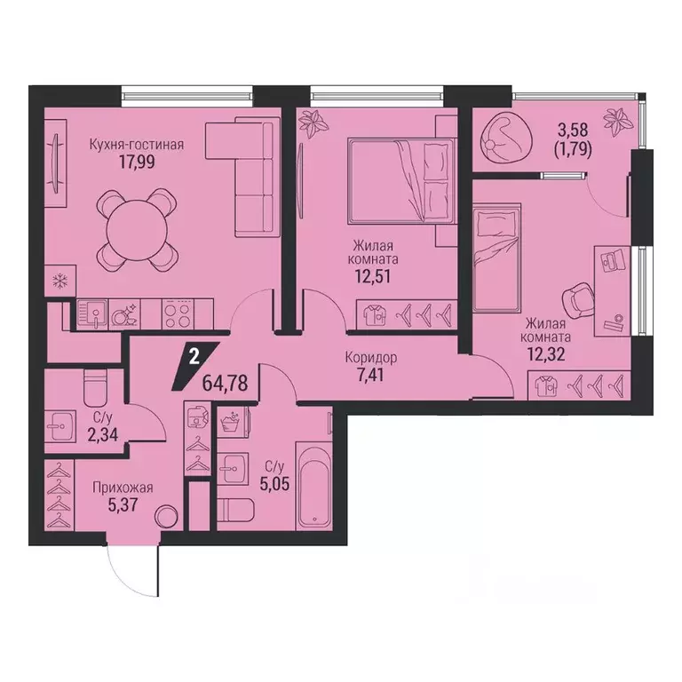 2-к кв. Свердловская область, Екатеринбург просп. Космонавтов, 100 ... - Фото 1