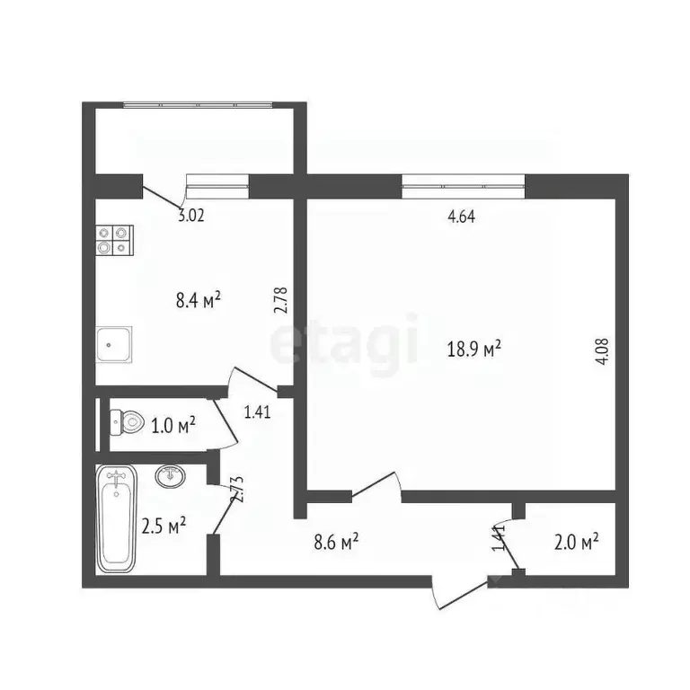 1-к кв. Ямало-Ненецкий АО, Новый Уренгой Восточный мкр, 4/2 (41.4 м) - Фото 2
