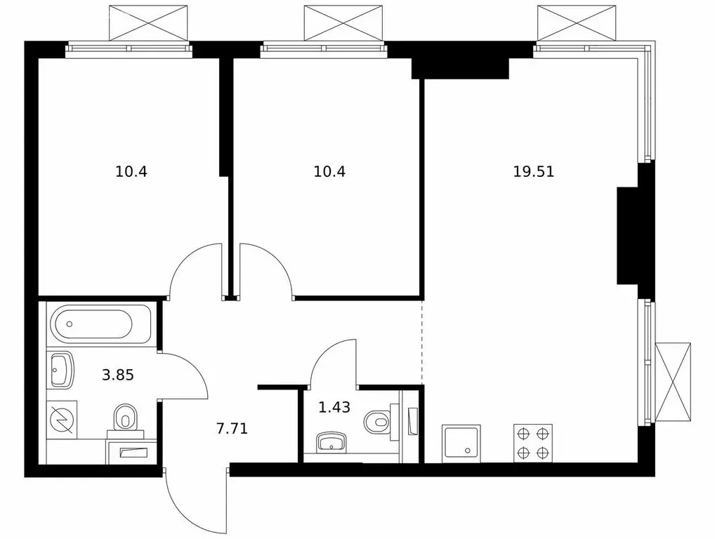 2-комнатная квартира: Москва, микрорайон Очаково (52.9 м) - Фото 0