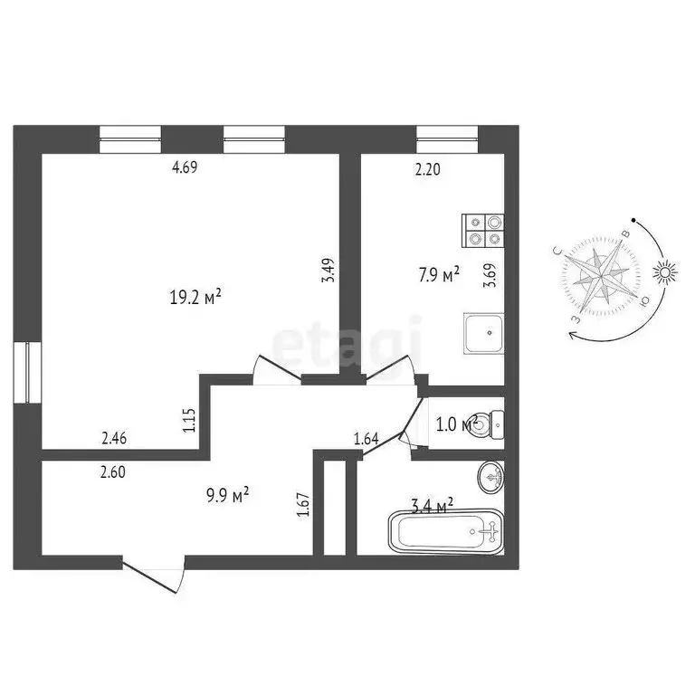 1-комнатная квартира: Тюмень, улица Республики, 204к14 (41.3 м) - Фото 1