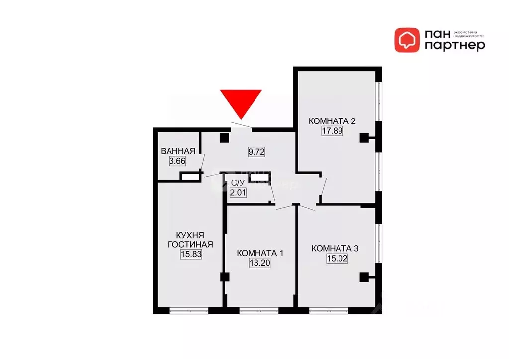 3-к кв. Ленинградская область, Мурино Всеволожский район, ул. Шоссе в ... - Фото 2