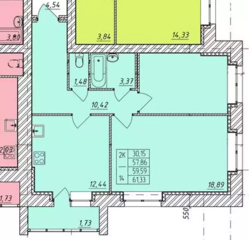 Продаётся 2-к квартира, 59.59 м - Фото 0