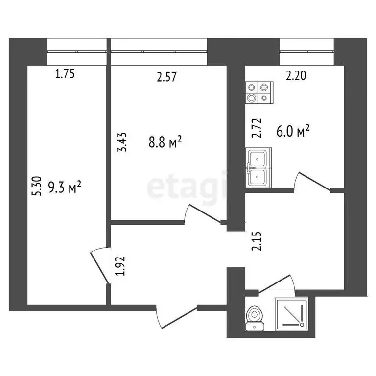 2-комнатная квартира: Омск, микрорайон Городок Нефтяников, улица 19 ... - Фото 1