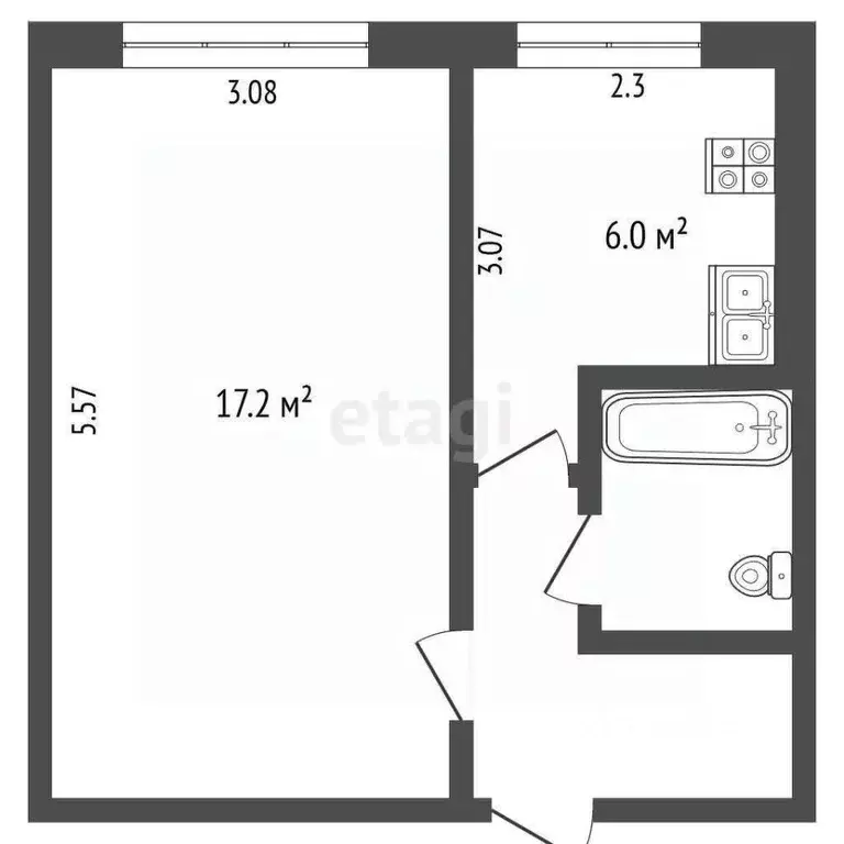 1-к кв. Белгородская область, Белгород ул. Мокроусова, 17 (30.0 м) - Фото 0