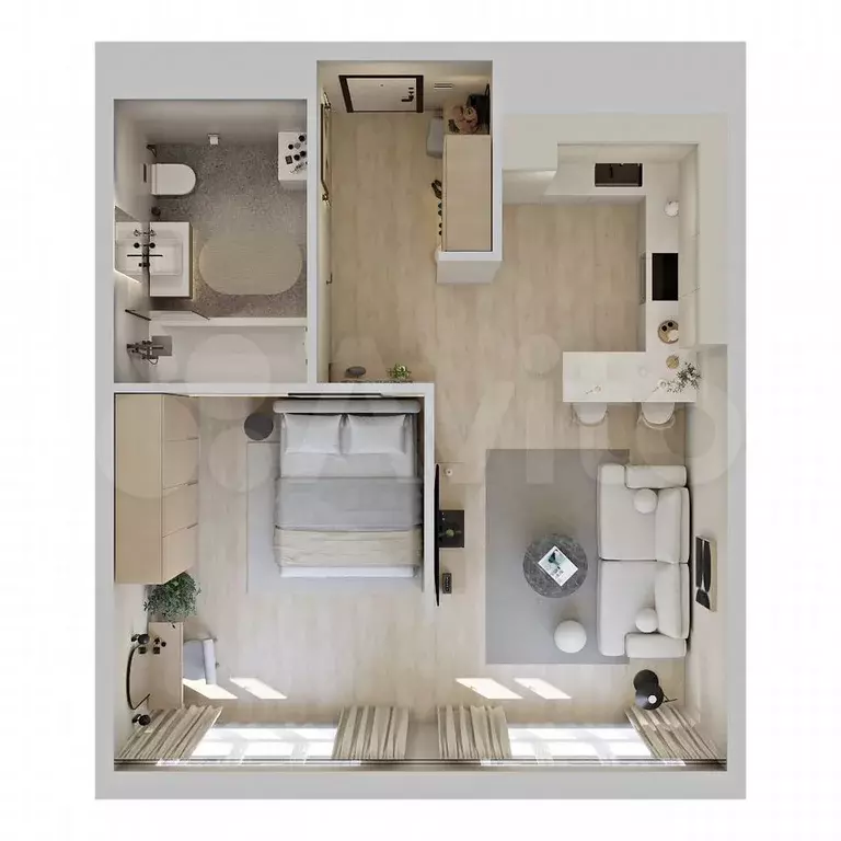 Квартира-студия, 33,5 м, 2/9 эт. - Фото 1