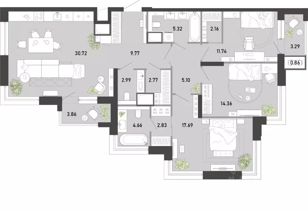 3-к кв. Тульская область, Тула ул. Фридриха Энгельса, 70А (118.12 м) - Фото 1