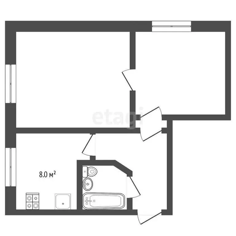 1-комнатная квартира: Тюмень, Флотская улица, 15 (34.3 м) - Фото 0