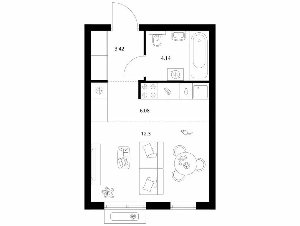 Квартира-студия: городской посёлок Новоселье, Невская улица, 14А ... - Фото 1