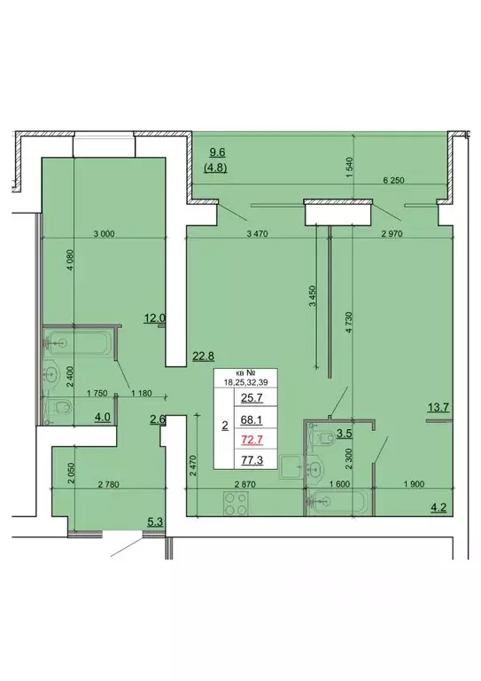 2-к кв. Костромская область, Кострома Новый город мкр,  (72.7 м) - Фото 1