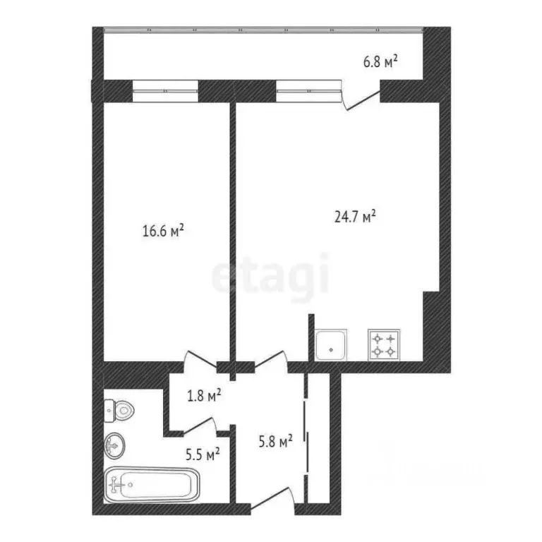 2-к кв. Красноярский край, Красноярск ул. Апрельская, 6И (54.4 м) - Фото 2