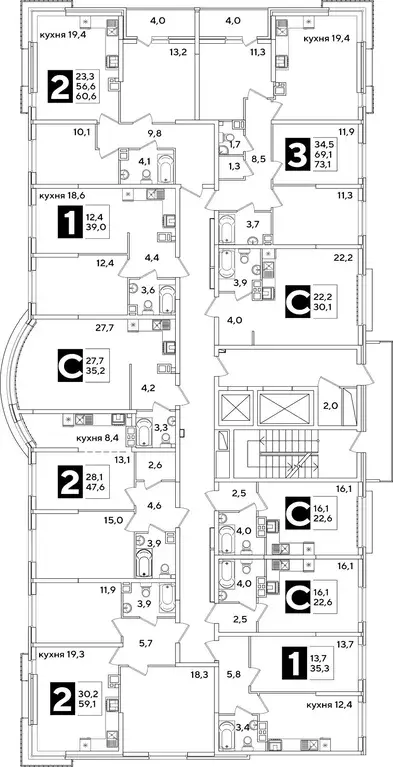 Студия Краснодарский край, Краснодар ул. Ивана Беличенко, 92 (35.2 м) - Фото 1