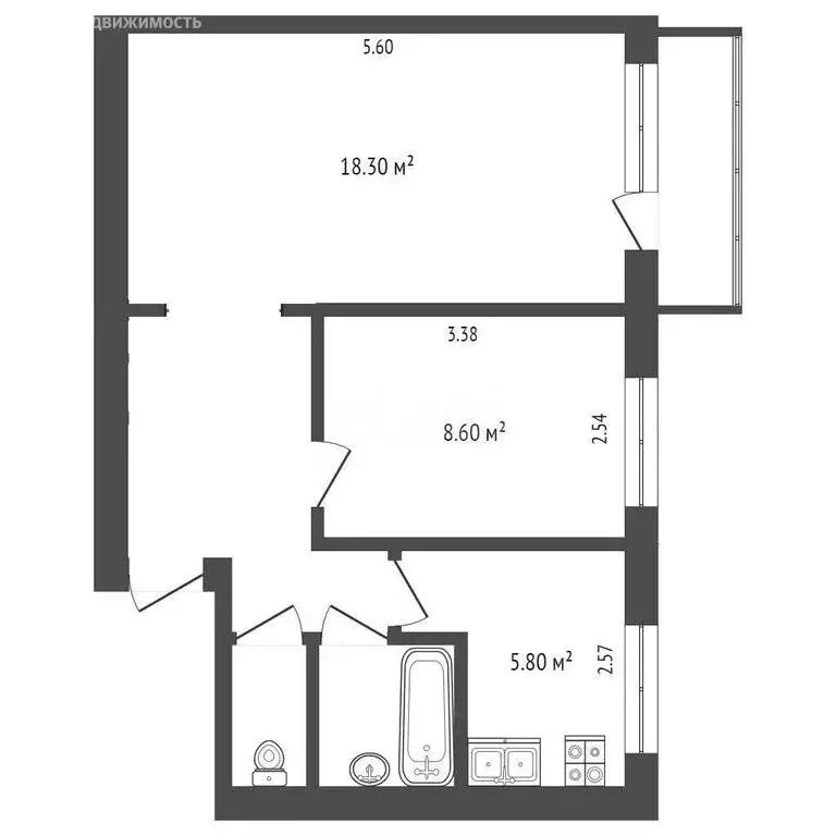 2-комнатная квартира: Вологда, 1-й микрорайон ГПЗ-23, 16 (41.5 м) - Фото 1