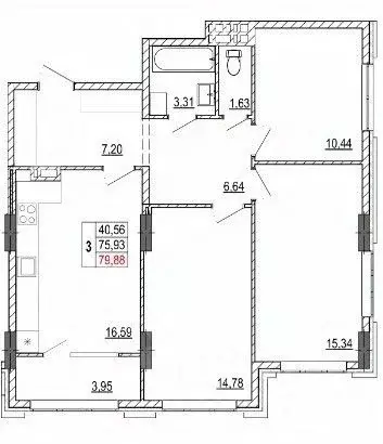 3-к кв. Белгородская область, Белгород ул. Разина (79.88 м) - Фото 0