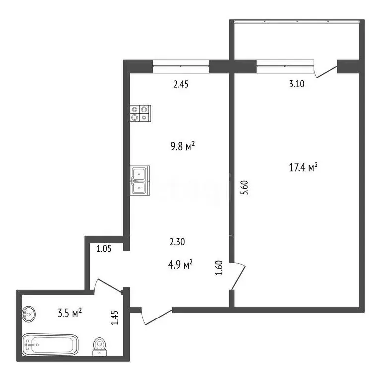 1-комнатная квартира: Якутск, улица Халтурина, 4 (35.2 м) - Фото 1