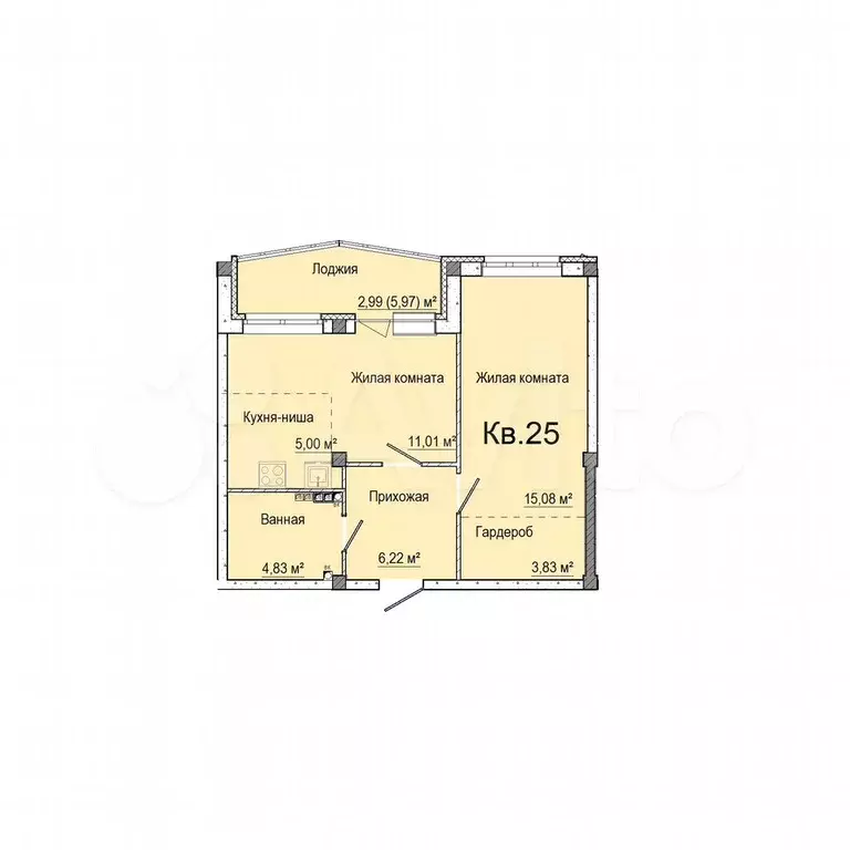 2-к. квартира, 49 м, 3/3 эт. - Фото 0